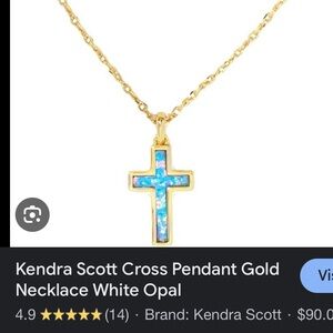 Kendra Scott blue opal cross necklace